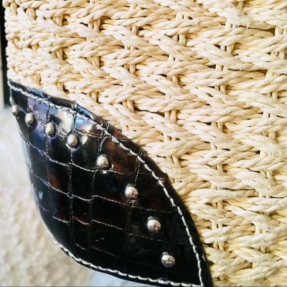 Brighton Straw & Croc Embossed Studded Bag - Picture 11 of 15